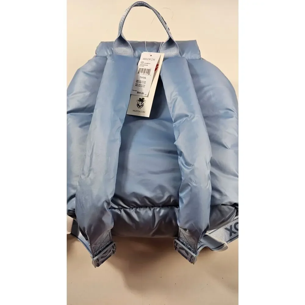 NEW Wildfox Parachute BACKPACK ski board Blue Puffy Nylon HANDBAG Lightweight - Picture 4 of 8